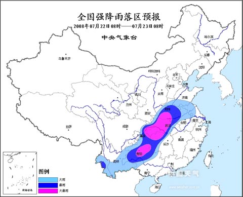 全国强降雨落区预报图
