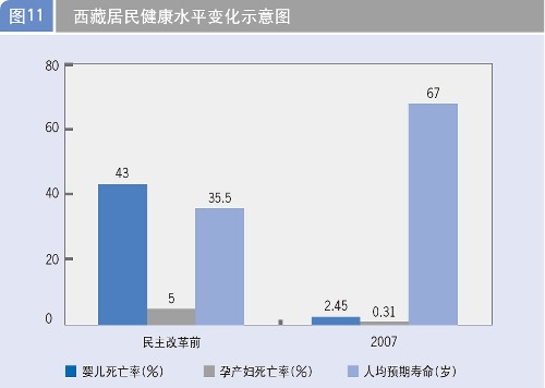 图表：西藏居民健康水平变化示意图 新华社发